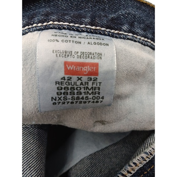 Wrangler Premium‎ Quality Men's Regular Fit Blue Denim Jeans Size 42x32 - Picture 8 of 11